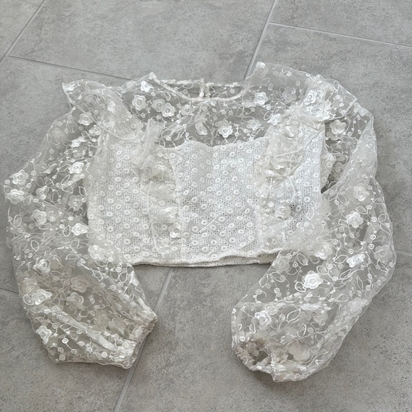 SHEIN Tops - Elegant White Lace Top